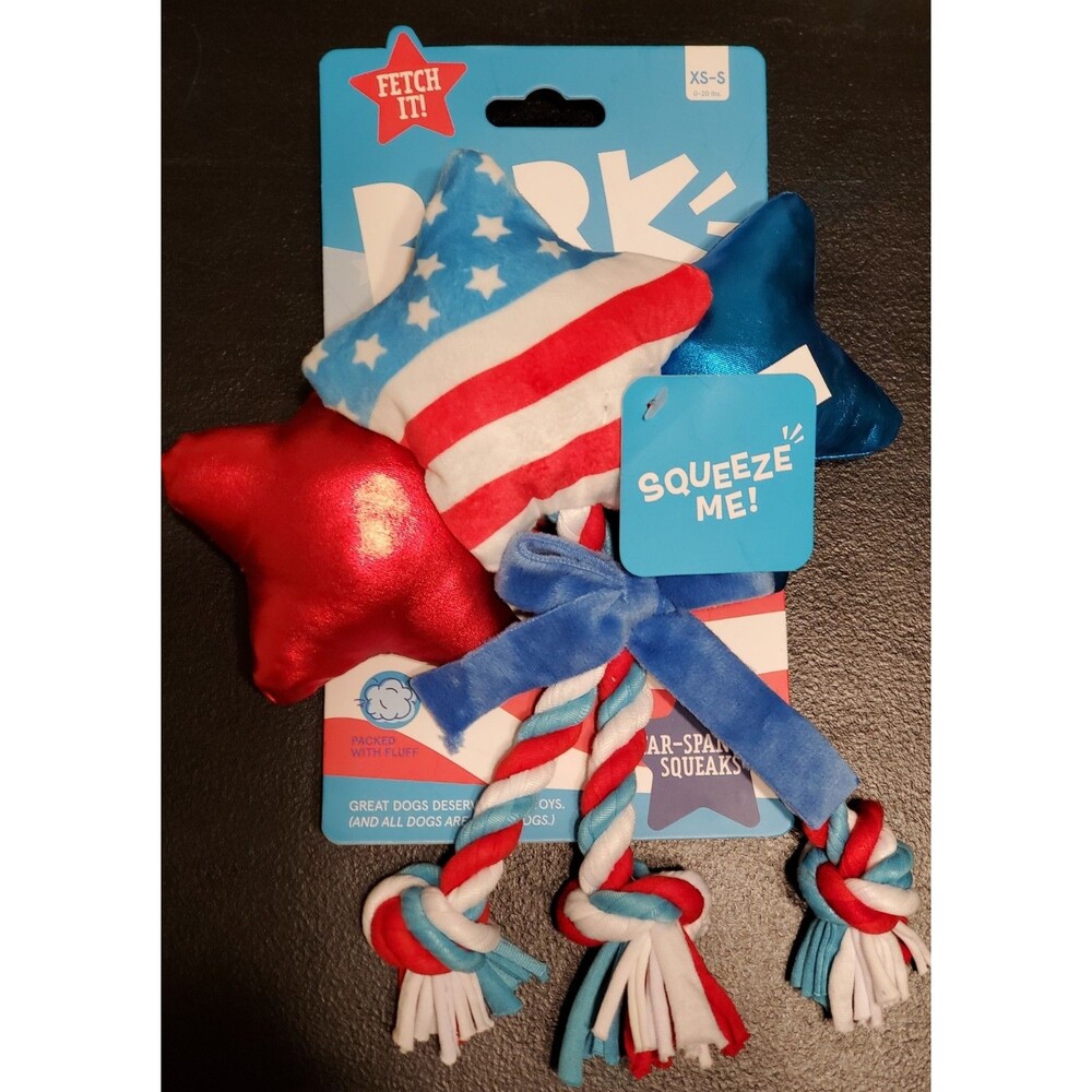 BARK by Barkbox Yankee Doodle Star Squeaker Dog Toy XS/S 0-20lbs - NEW